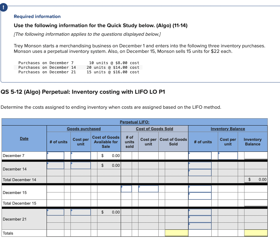 QS 5 - 1 2 ( Algo ) Perpetual: Inventory costing