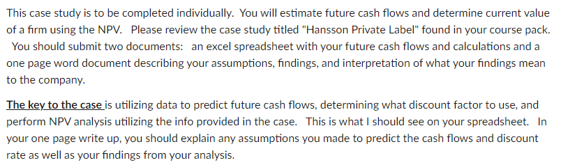 an excel spreadsheet with your future cash flows