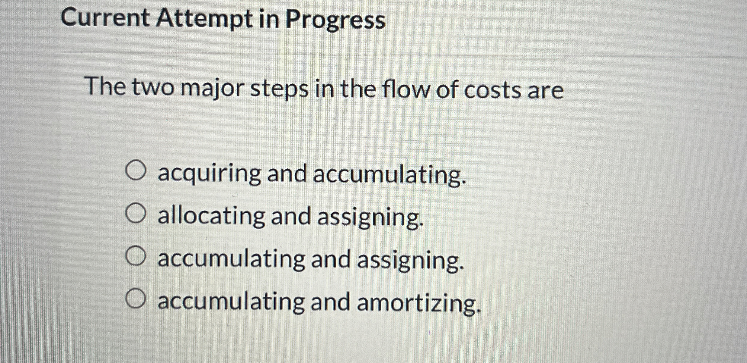 Current Attempt in Progress The two major steps