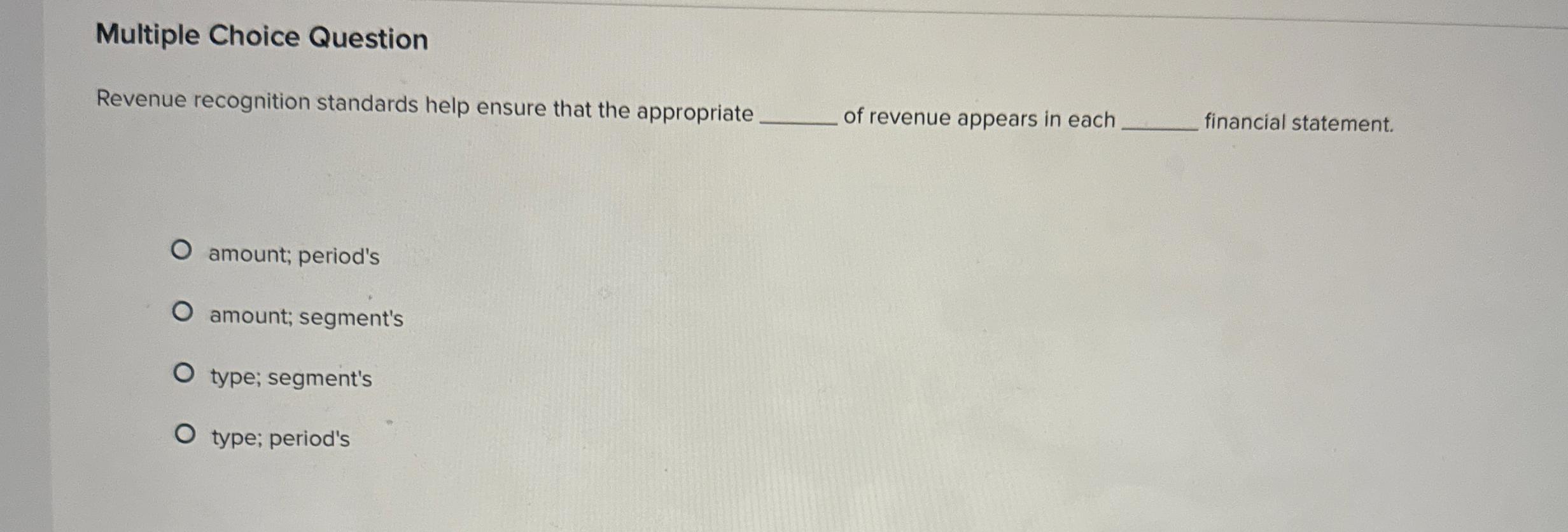 Multiple Choice Question Revenue recognition