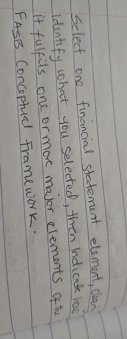 Select one financial statement element, clear