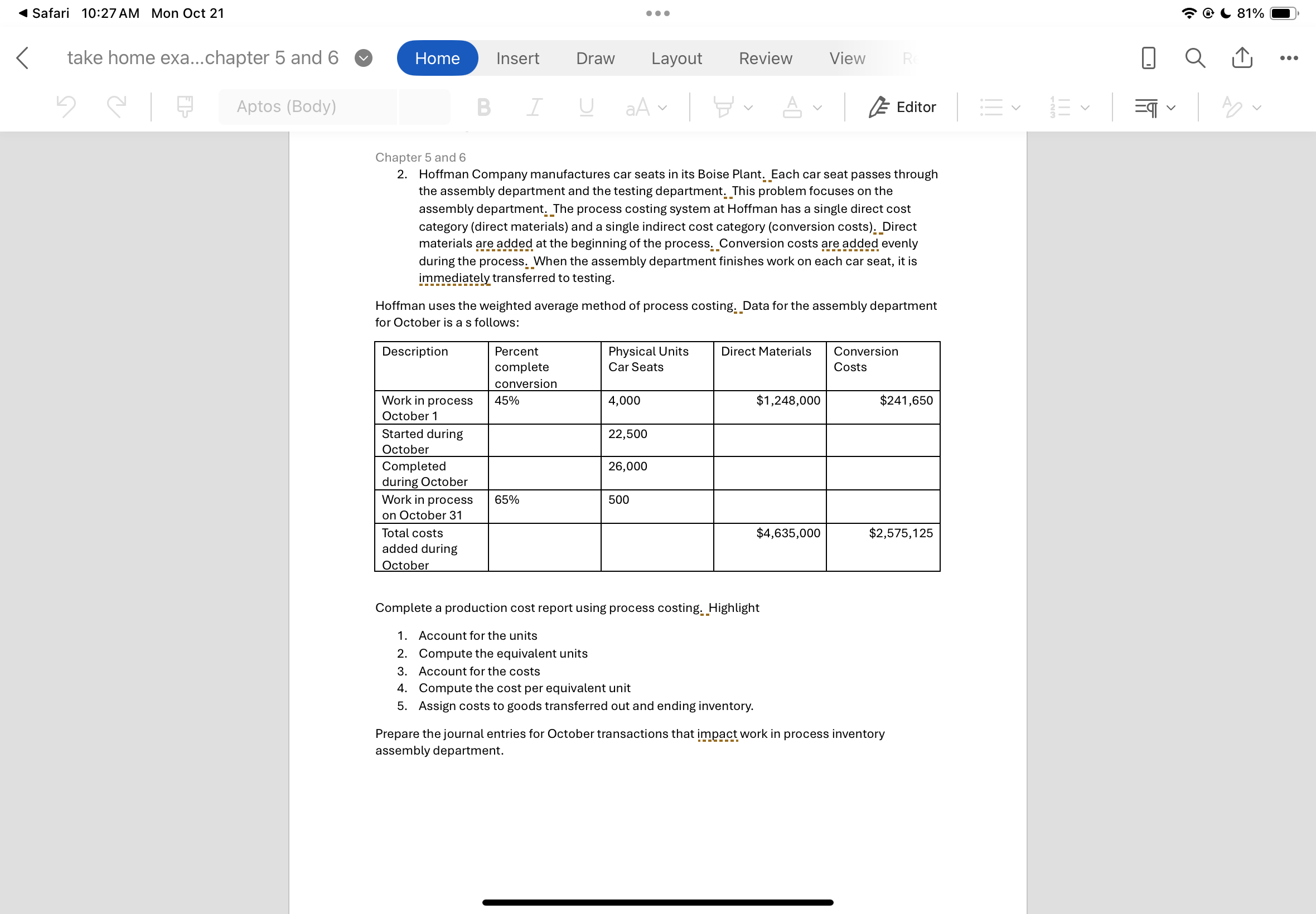 * Safari 1 0 : 2 7 AM Mon Oct 2 1 8 1 % take home