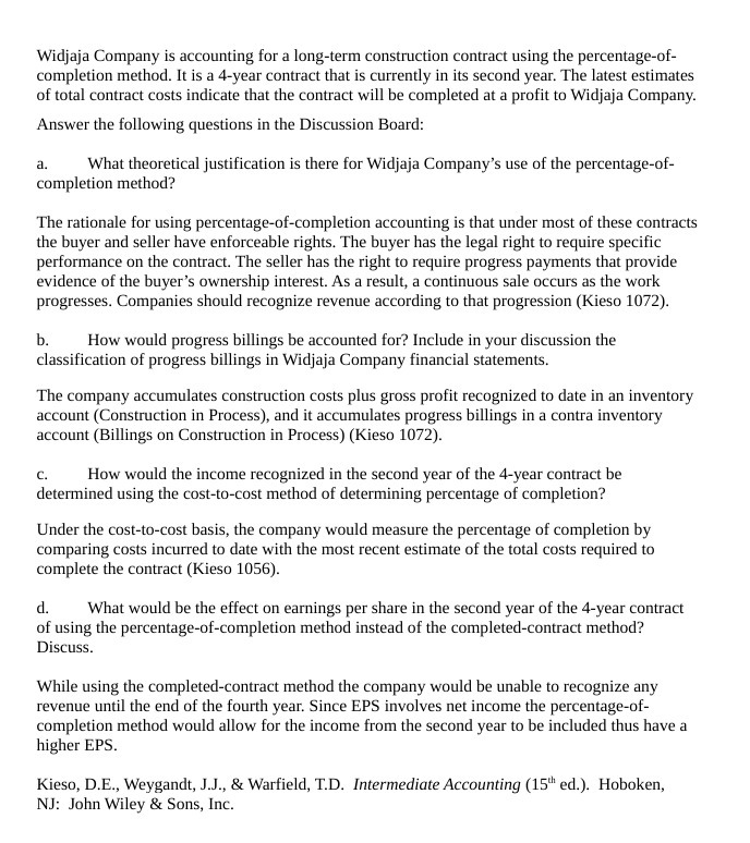 Widjaja Company is accounting for a long-term