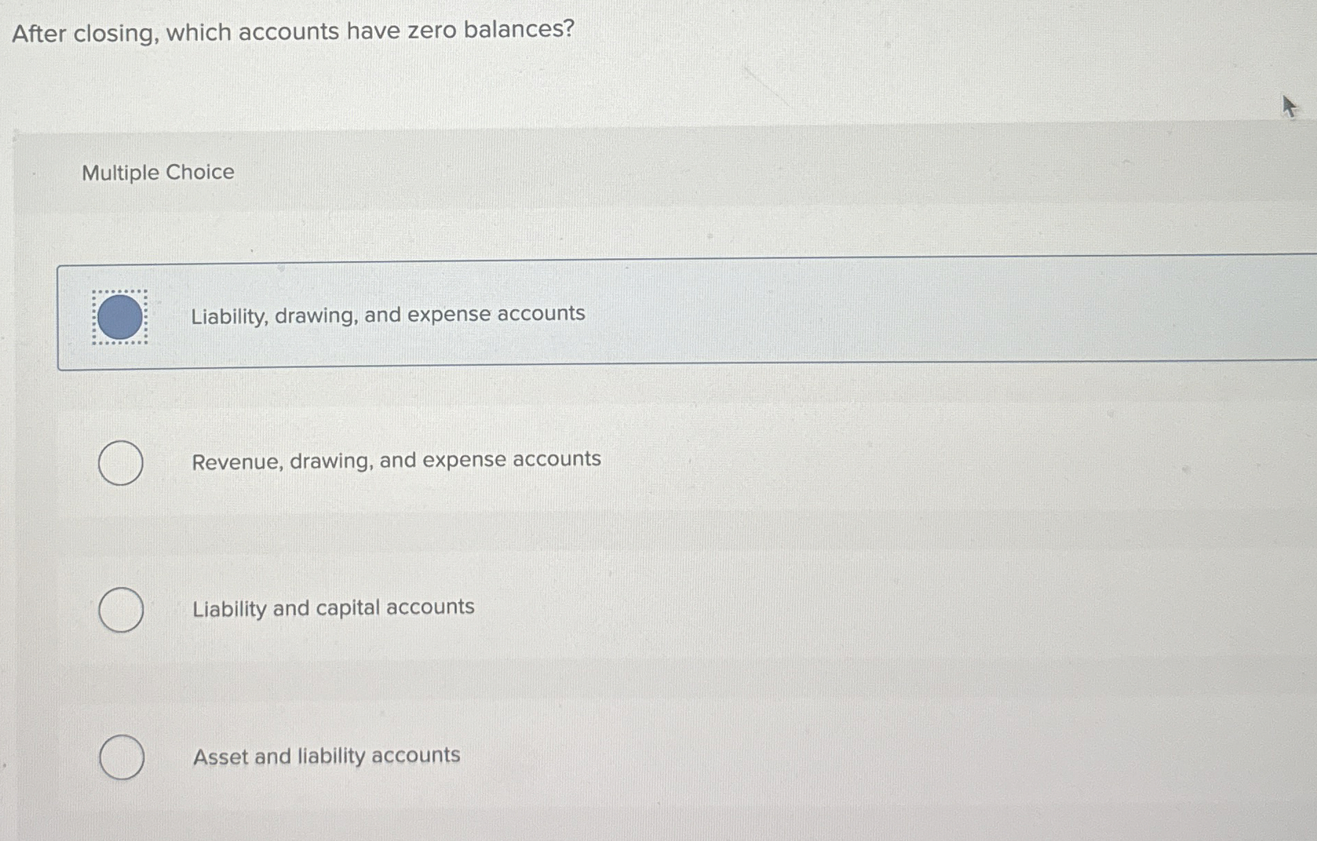 After closing, which accounts have zero balances?