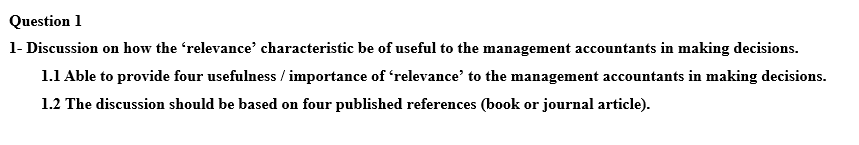QUESTION : Question 1 1 Discussion on how the