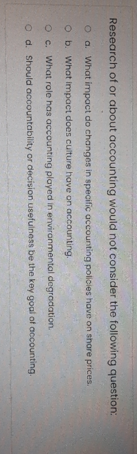 give a mcq ans plz Research of or about