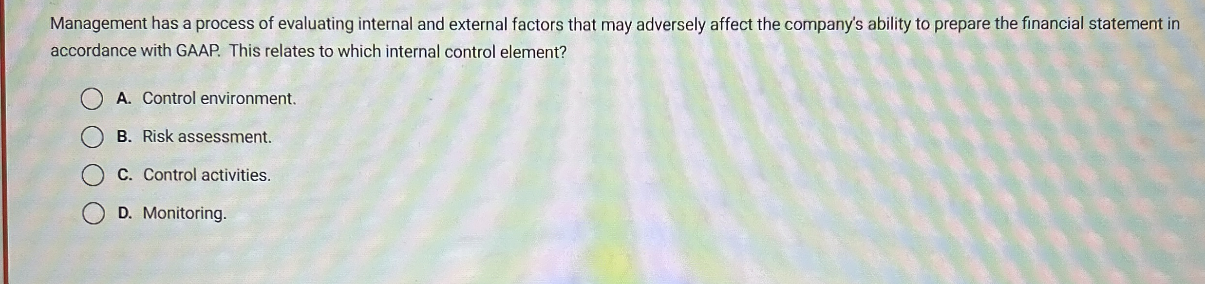 Management has a process of evaluating internal