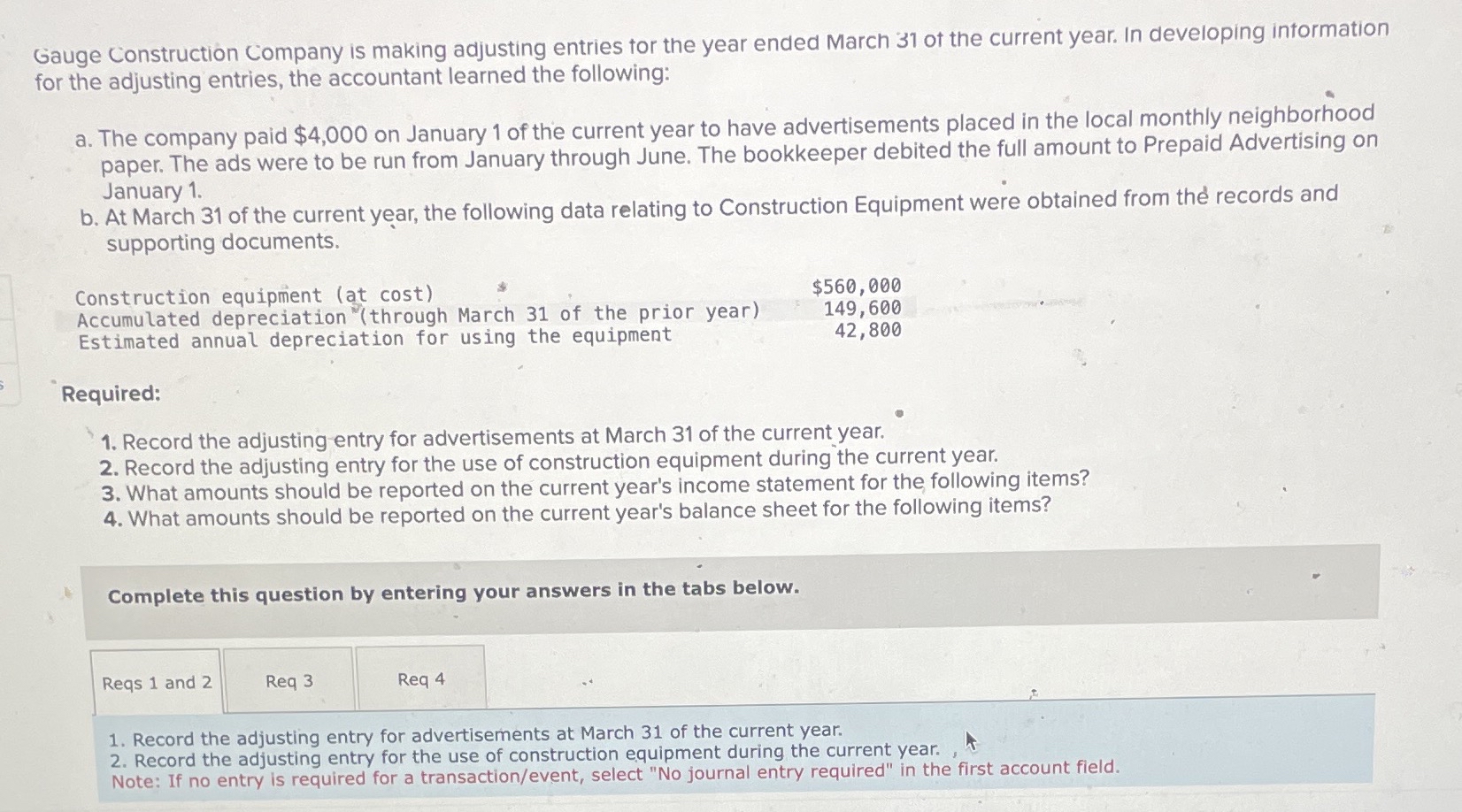 Gauge Construction Company is making adjusting