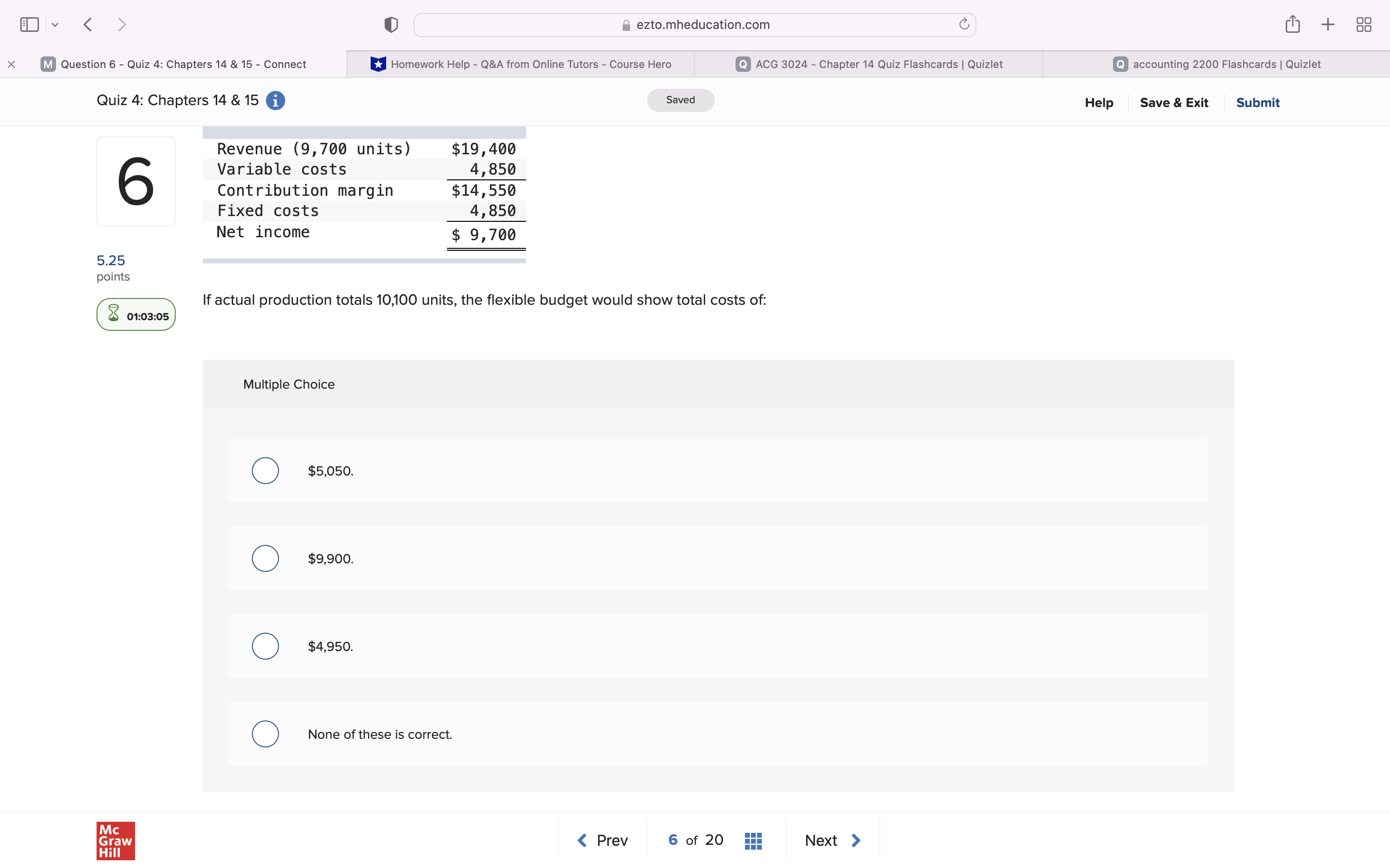 ezto.mheducation.com C + 88 X M Question 6 - Quiz