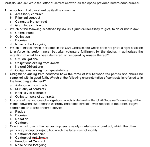Choose the correct answer Multiple Choice: Write