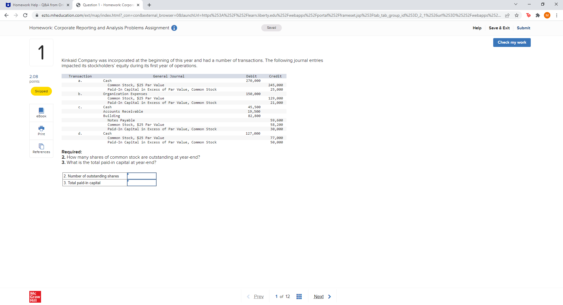 *Homework Help - Q&A from Onl x Question 1 -