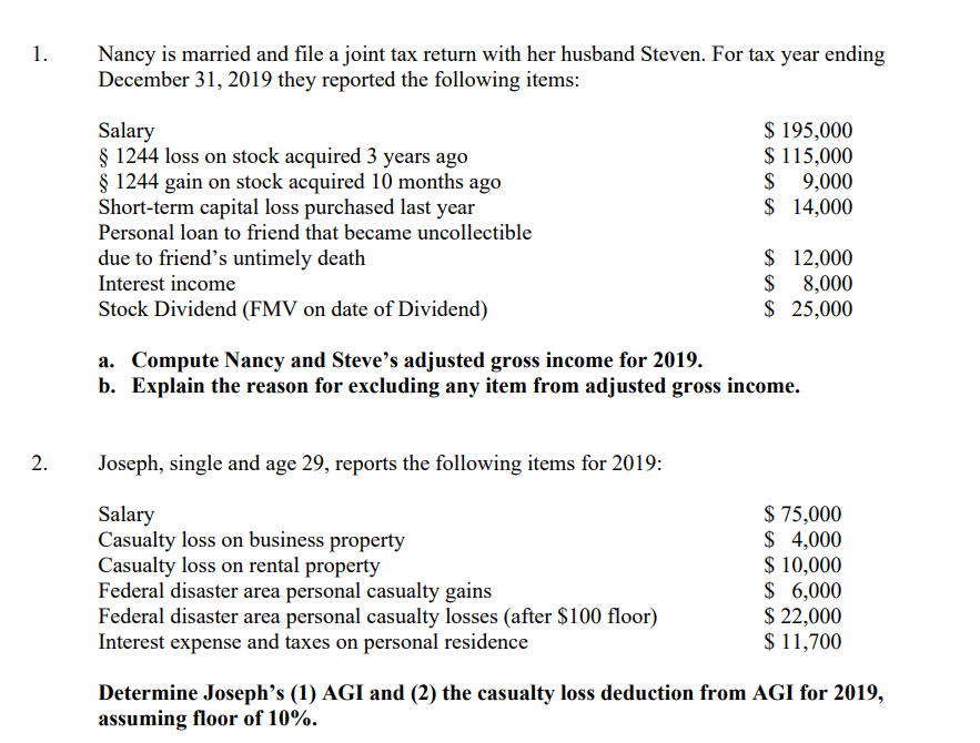 Please help me ! Nancy is married and file a