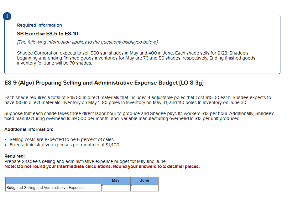 E 8 - 9 ( Algo ) Preparing Selling and