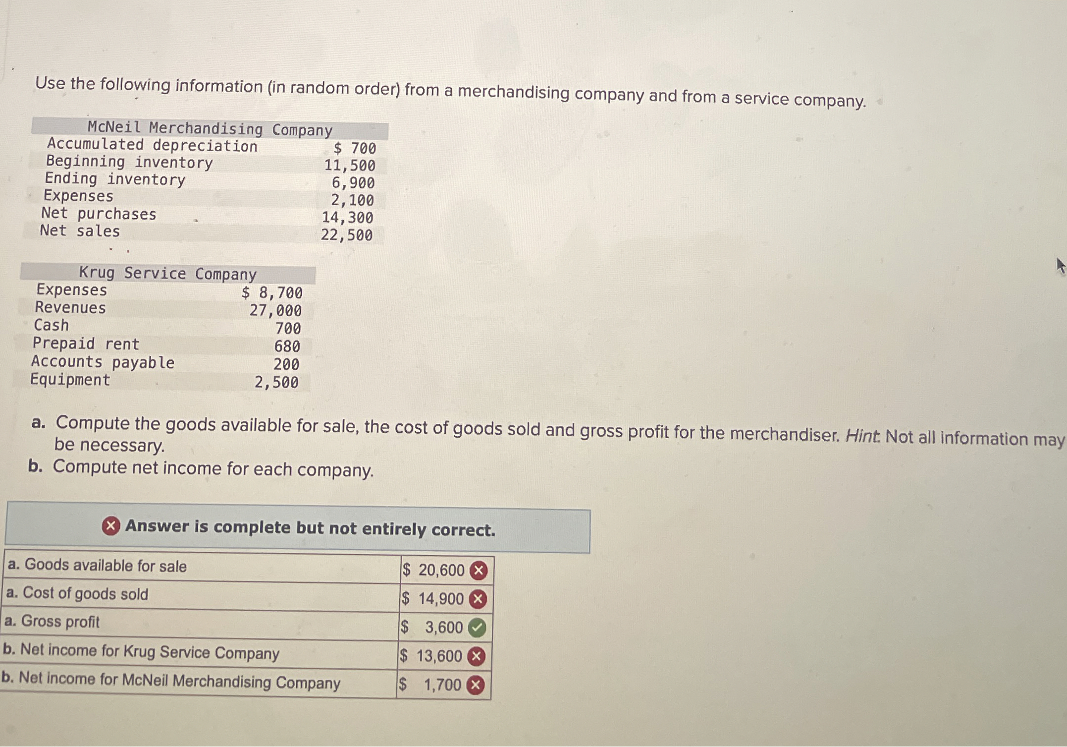 Use the following information ( in random order )