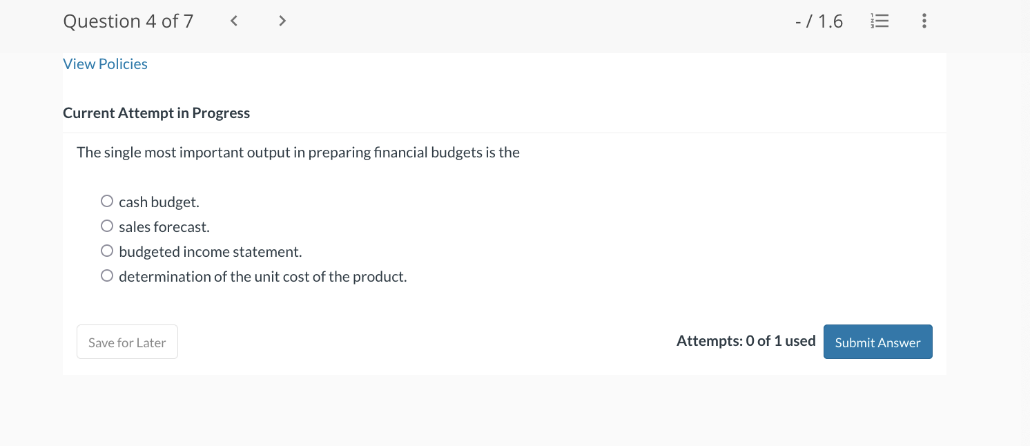 Current Attempt in Progress The single most