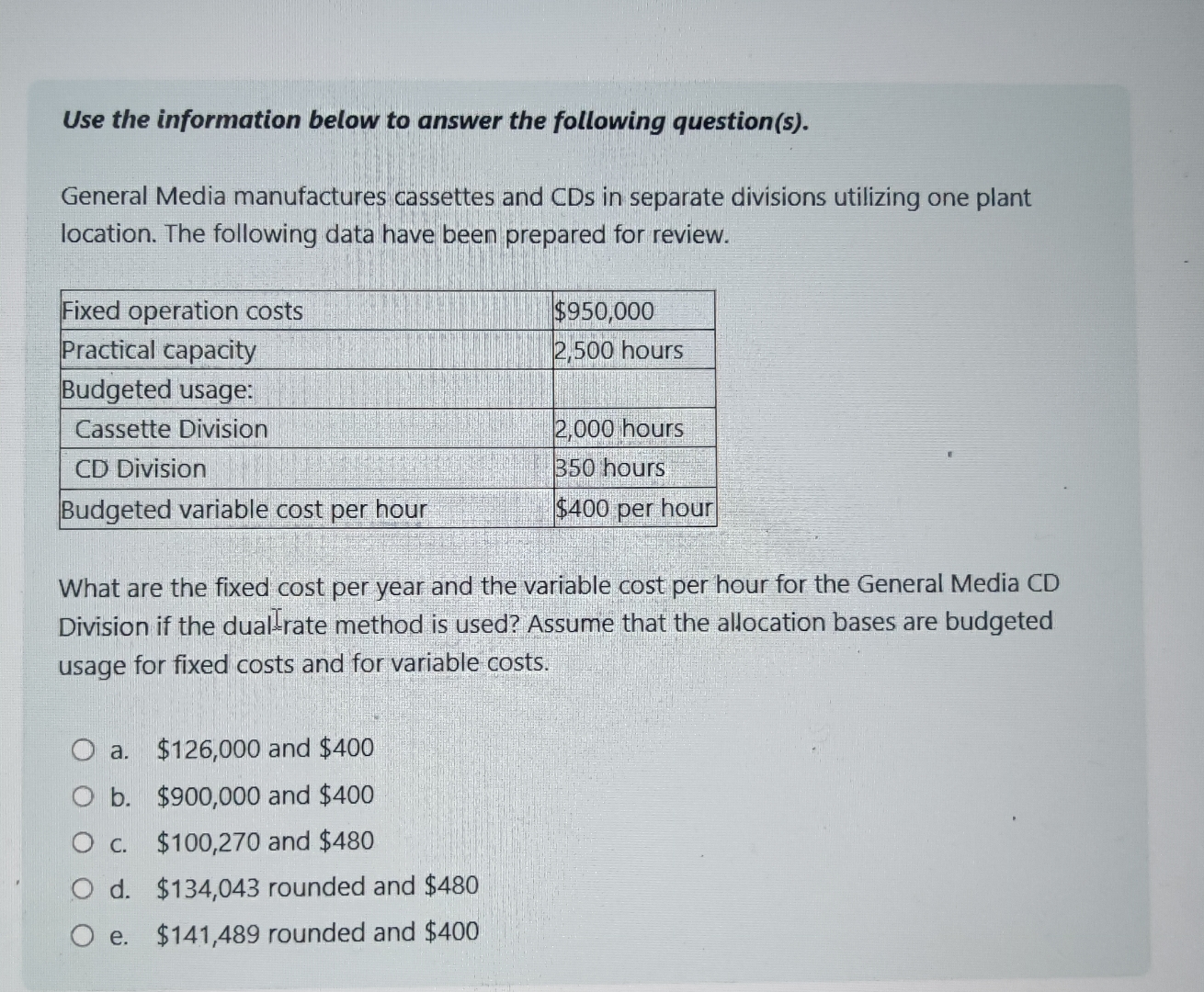 Use the information below to answer the following