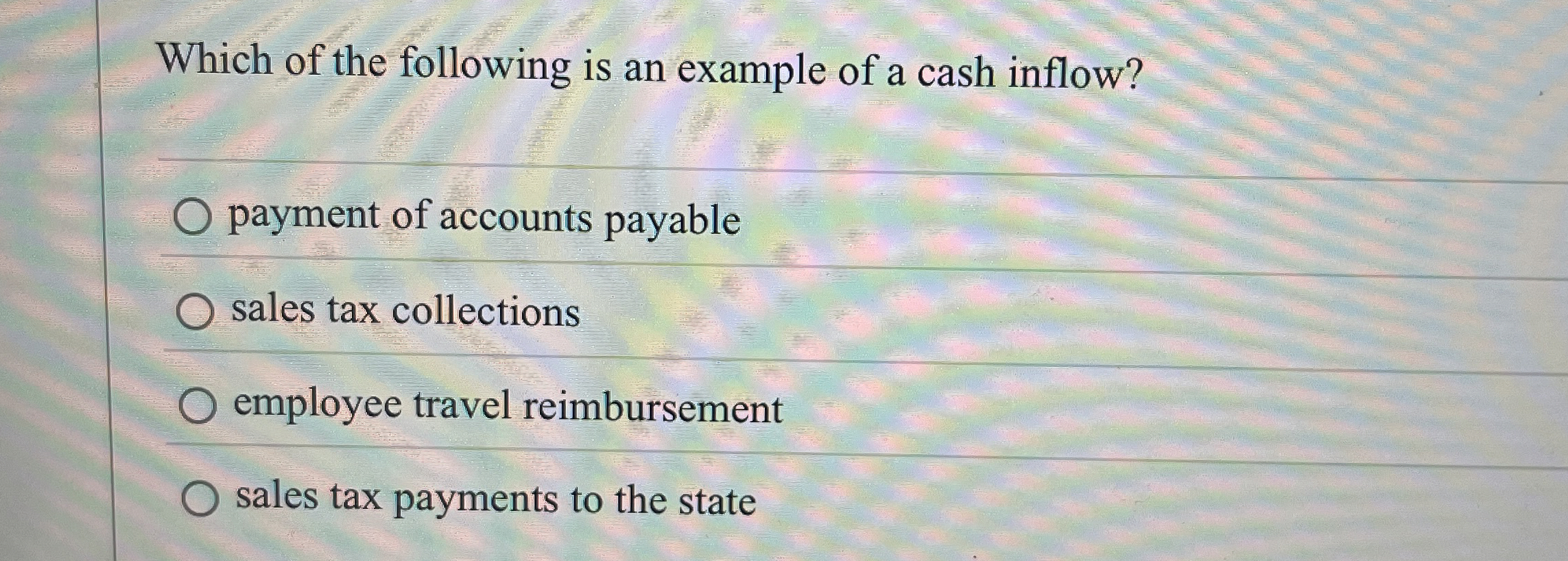 Which of the following is an example of a cash