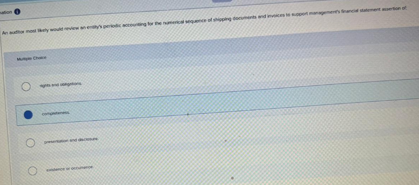 ation ( i ) An auditor most likely would review