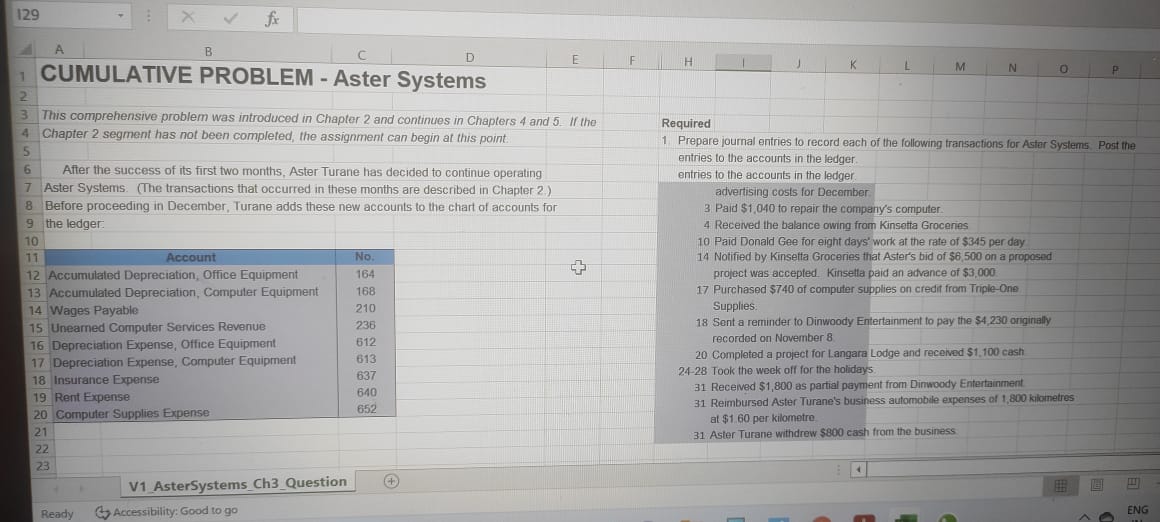 129 X A B C D E F | H CUMULATIVE PROBLEM - Aster
