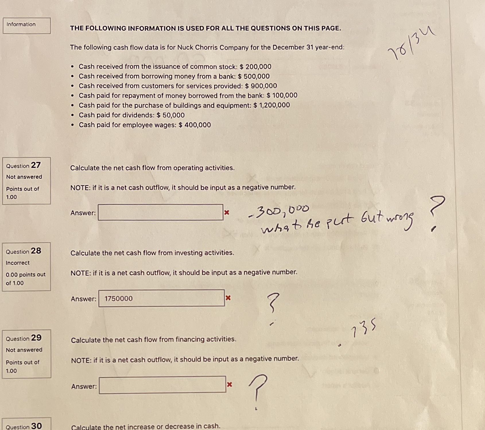 This is one question with a 3 part answer