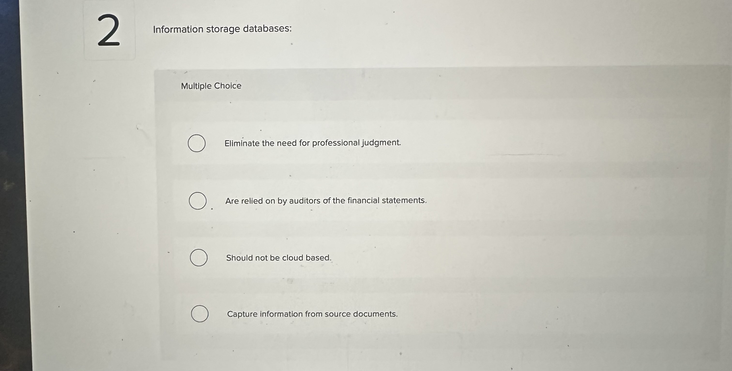 Information storage databases: Multiple