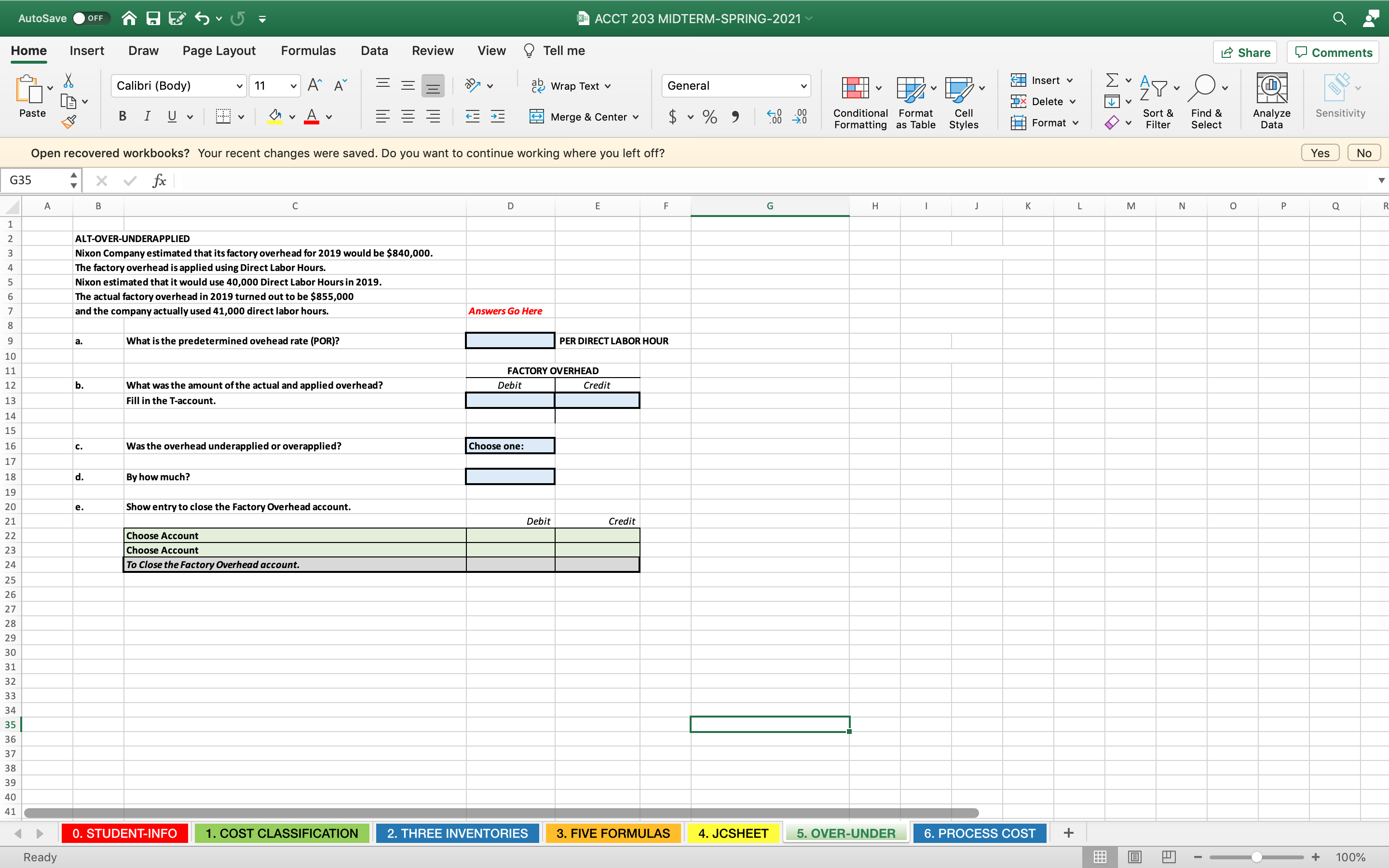 I need help with accounting work. View