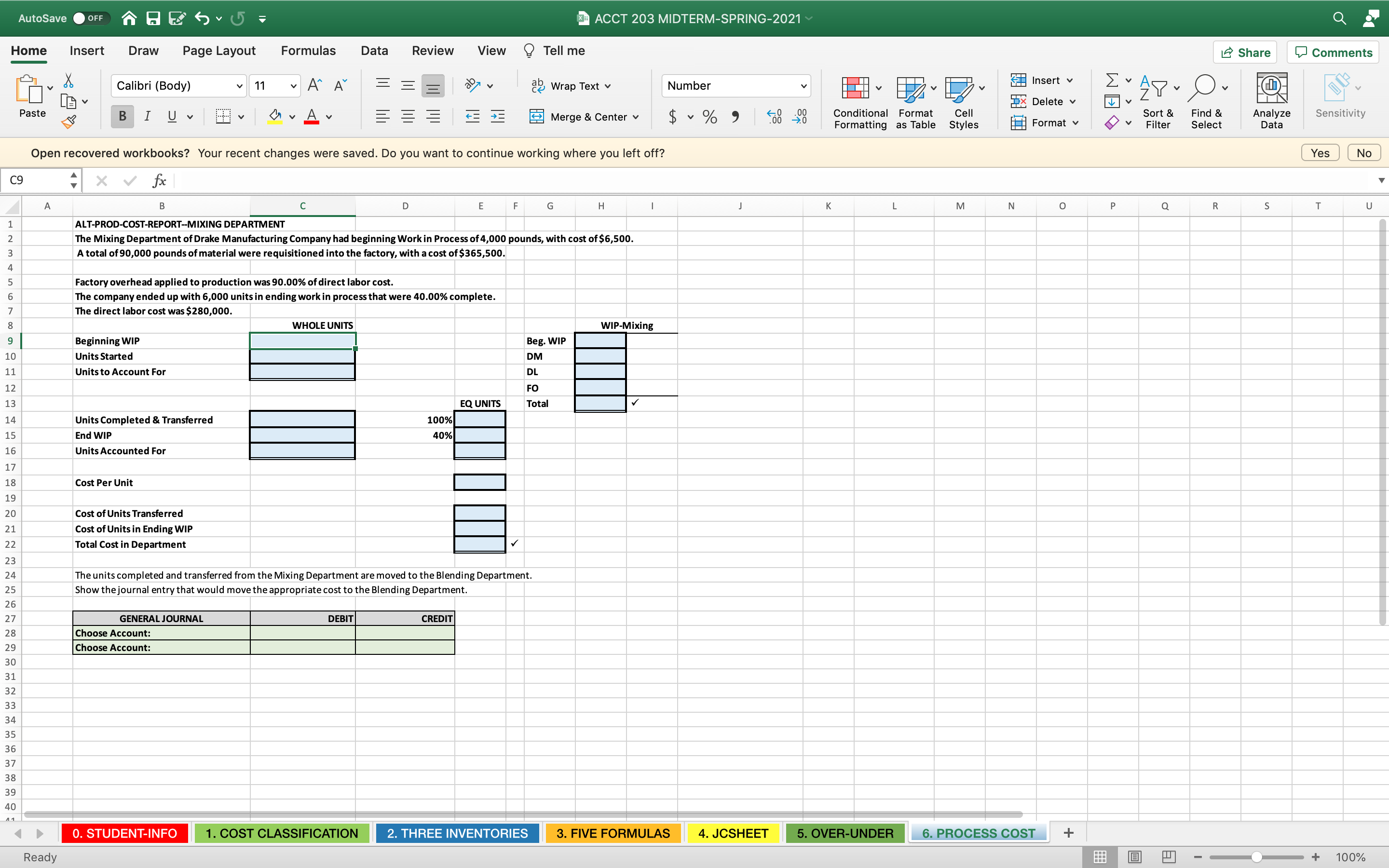 I need help with accounting work. View