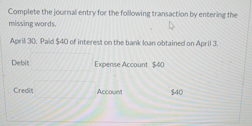 answer it plz Complete the journal entry for the