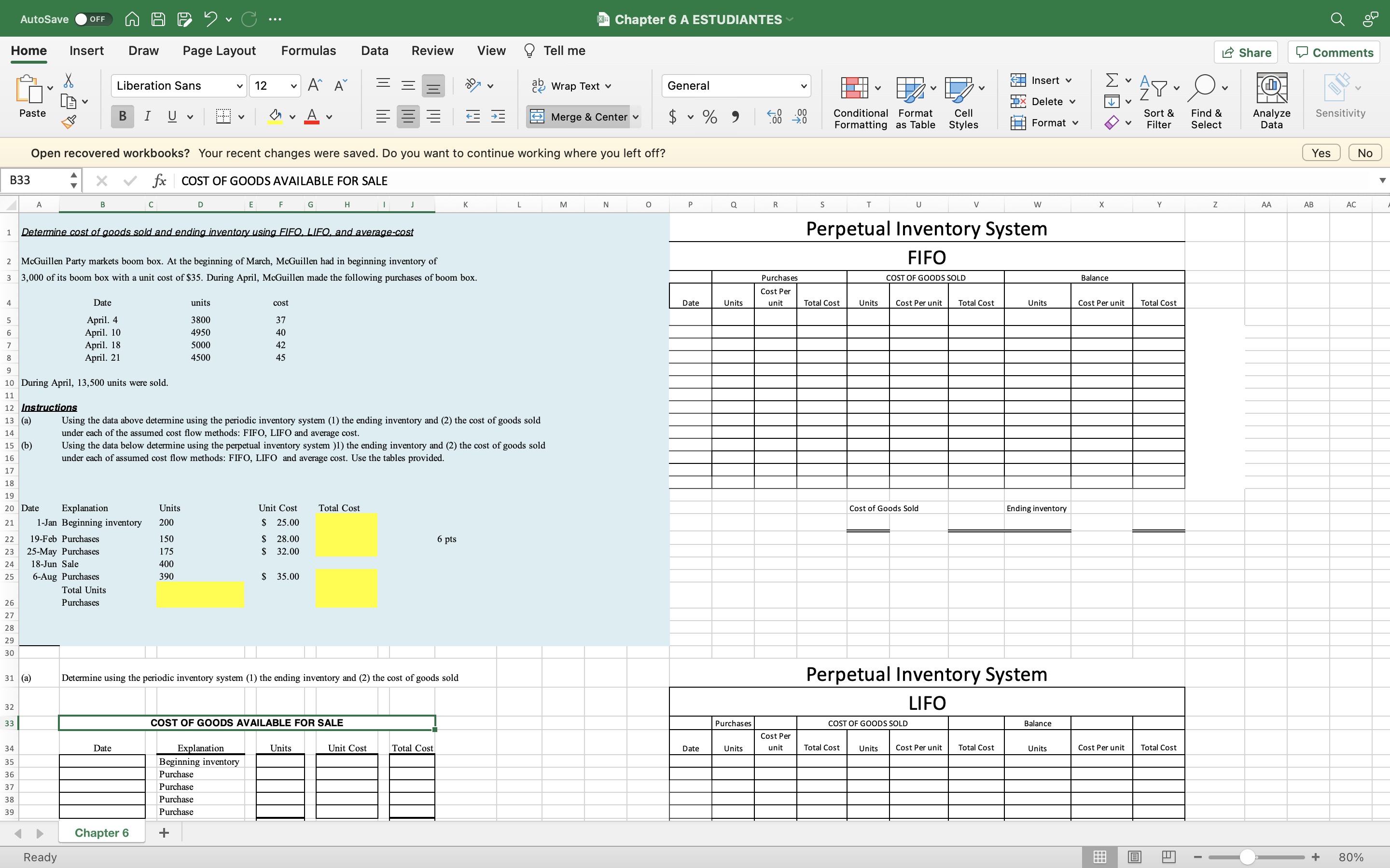 AutoSave O OFF A A . G ... Chapter 6 A
