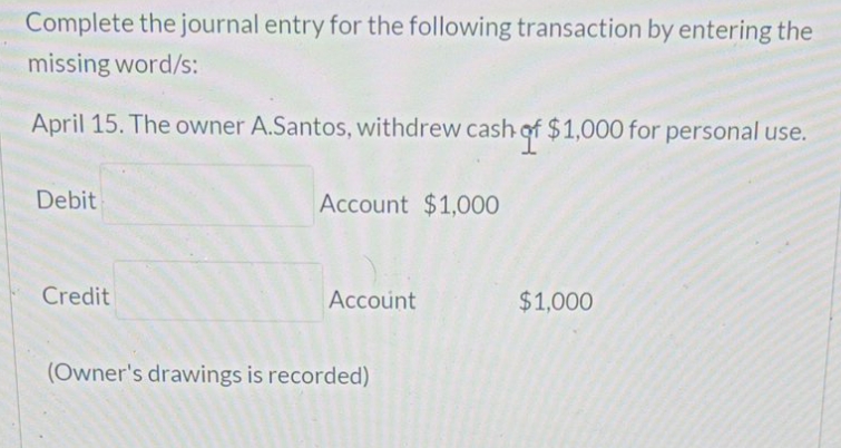 answer it plz Complete the journal entry for the