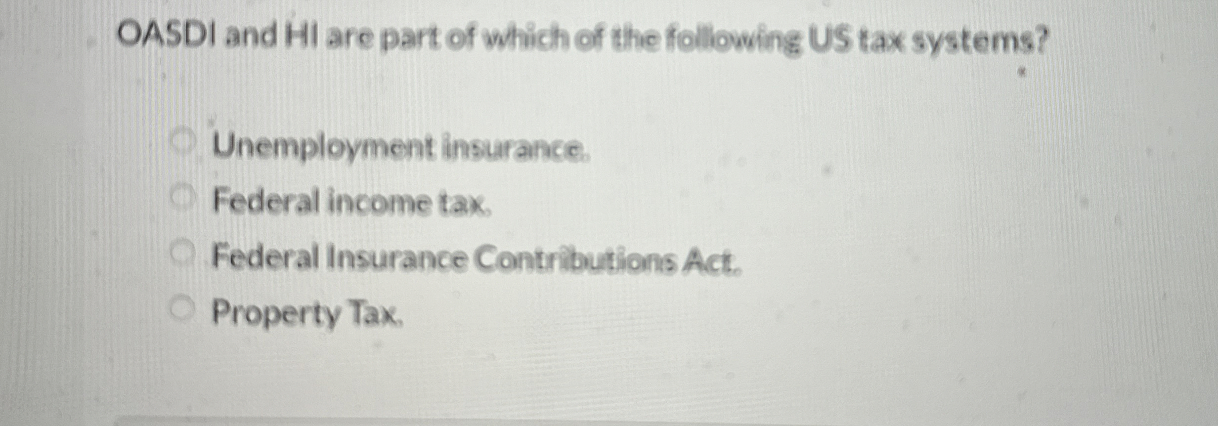 OASDI and HI are part of which of the following