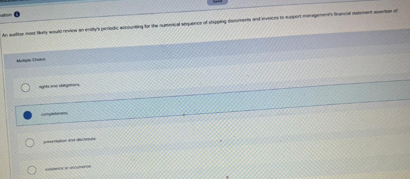 Stred ation ( i ) An auditor most likely would