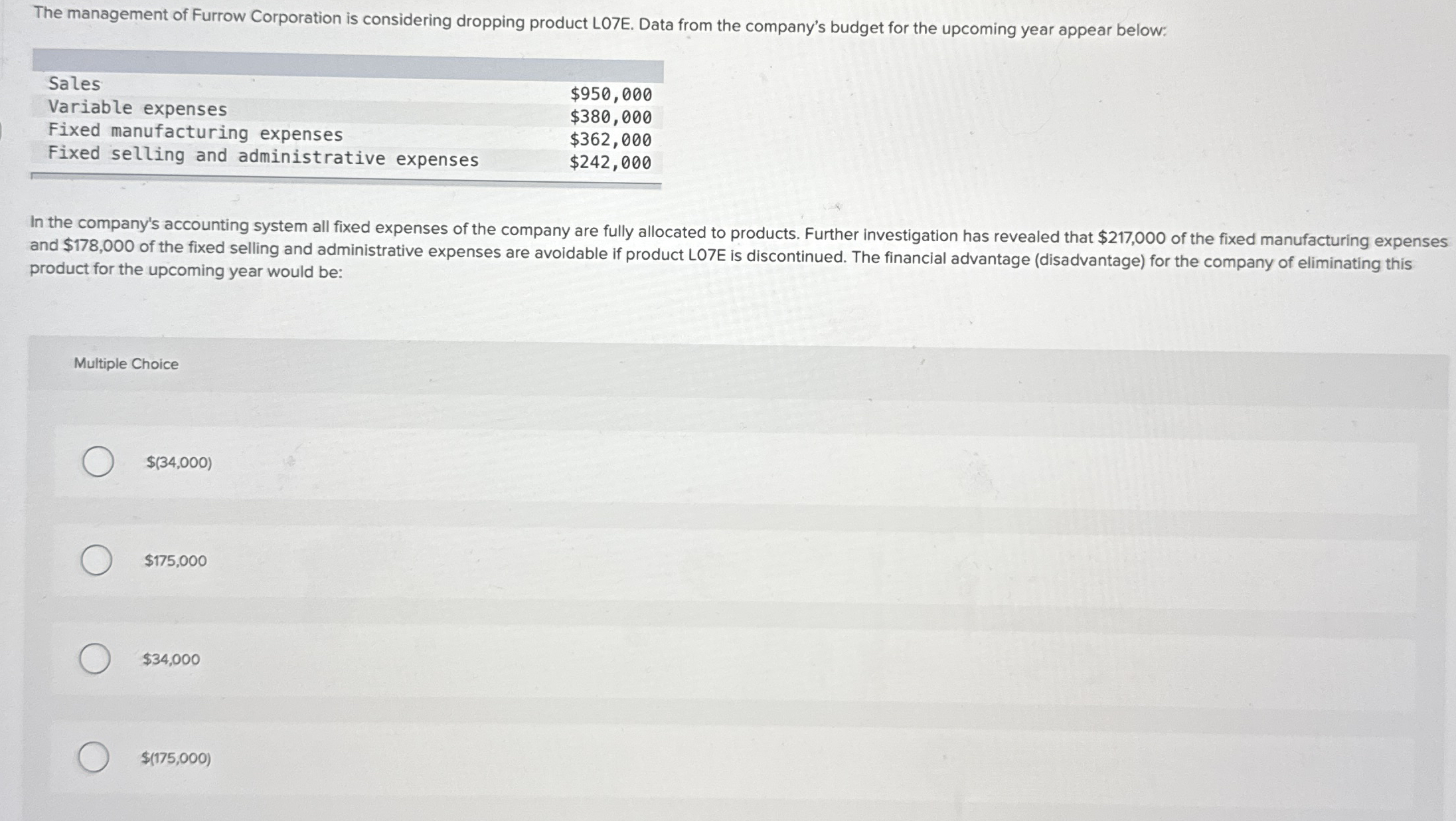 The management of Furrow Corporation is