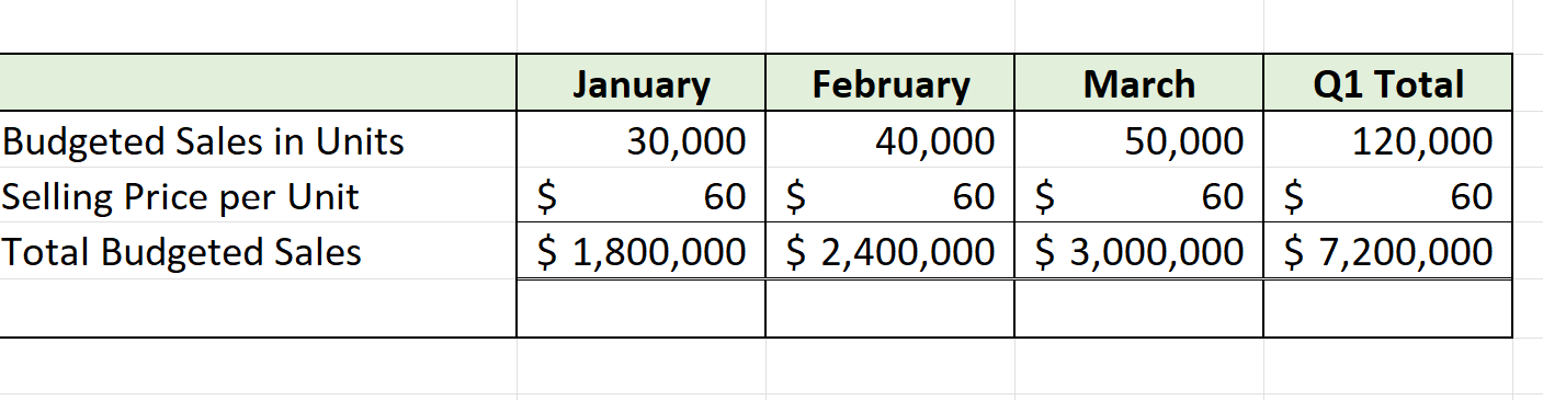 Graded Project I: Master Budget and Financial