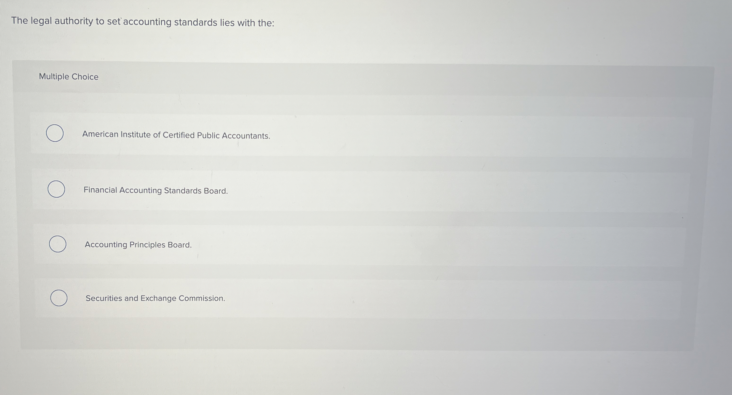 The legal authority to set accounting standards