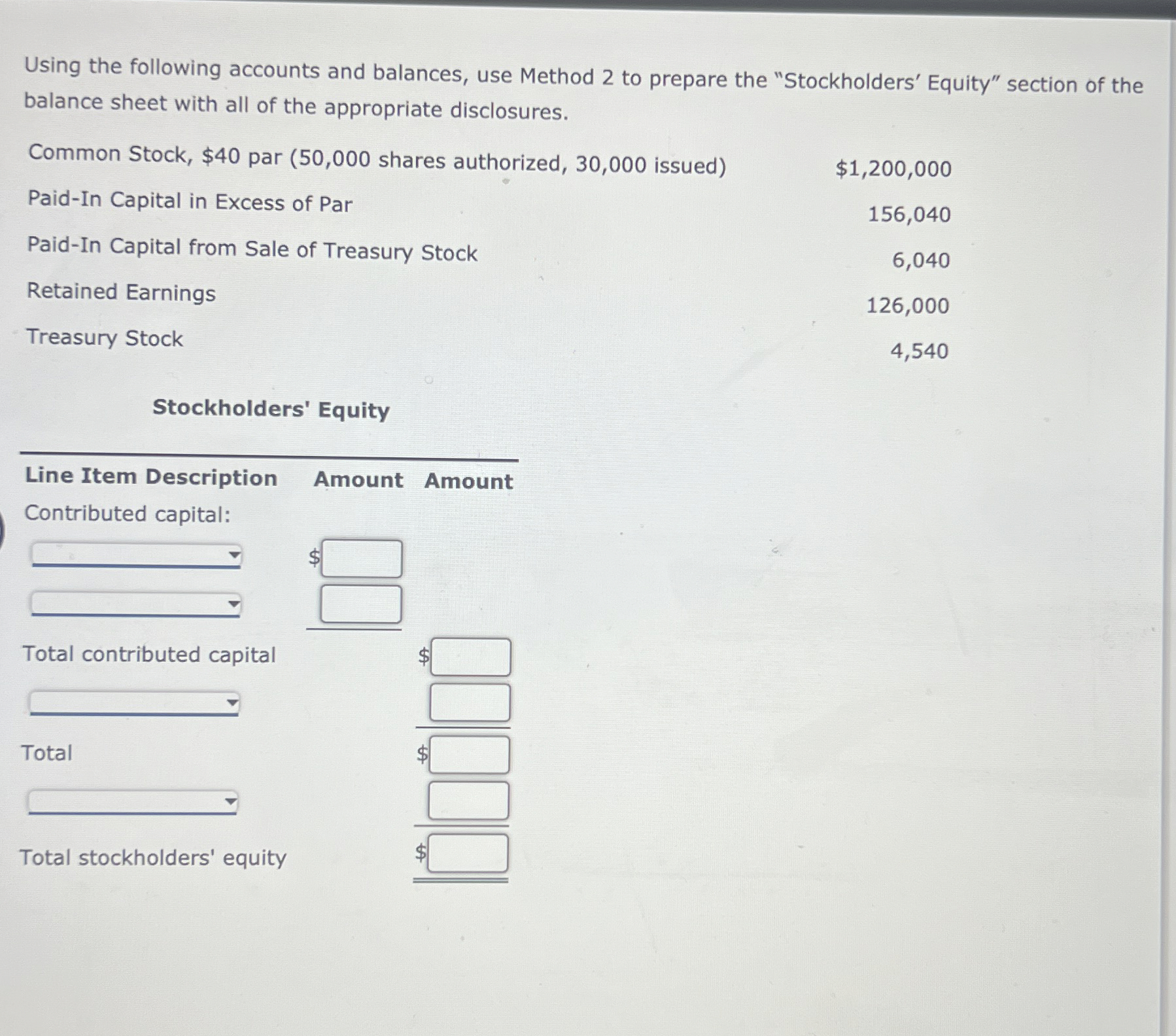 Using the following accounts and balances, use