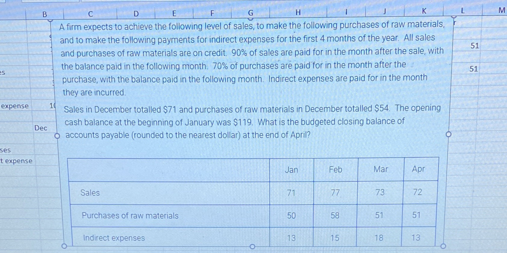 B C D E F G H K M A firm expects to achieve the