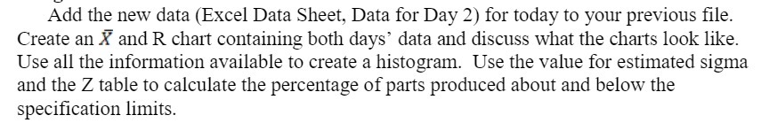 Add the new data (Excel Data Sheet, Data for Day