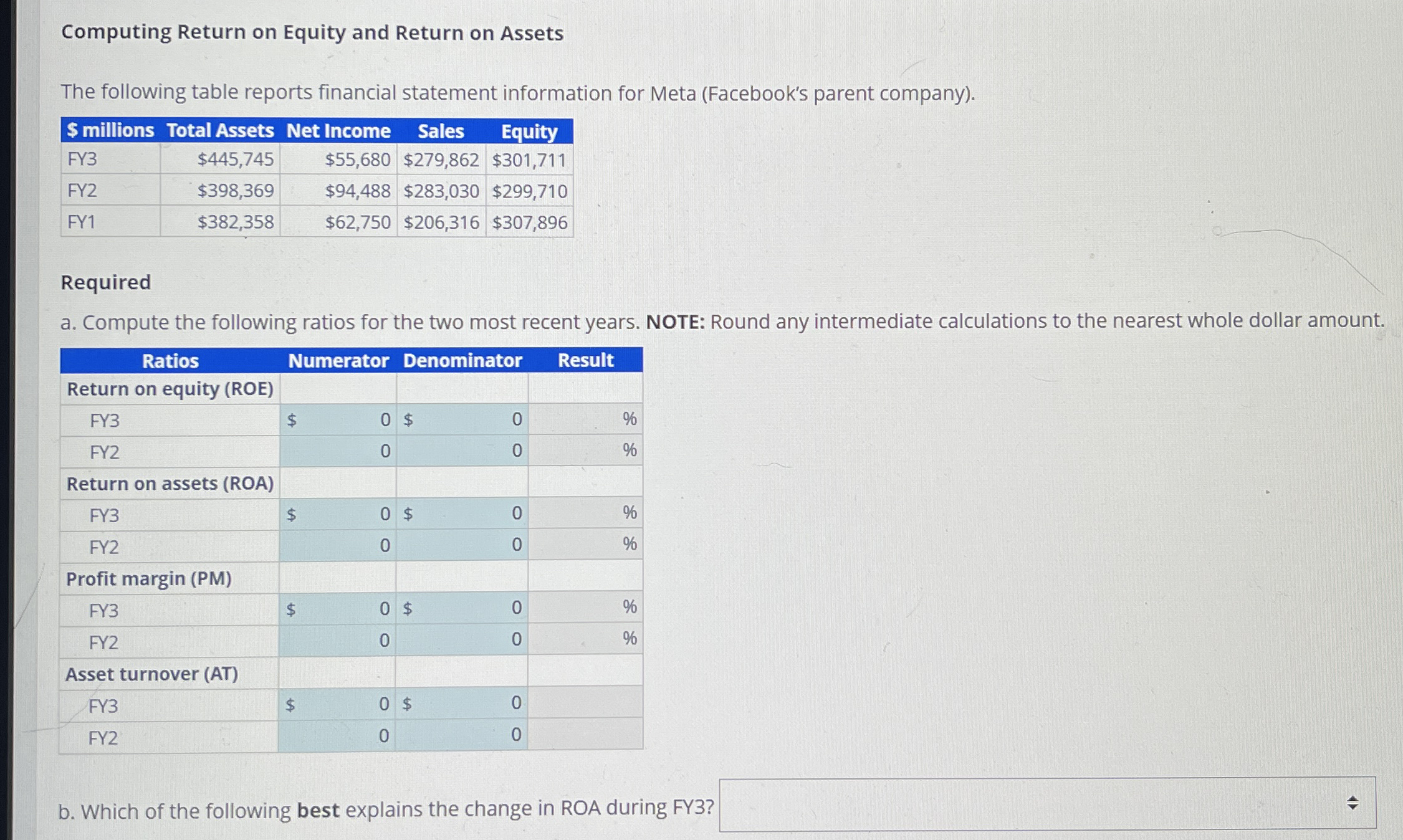Computing Return on Equity and Return on Assets