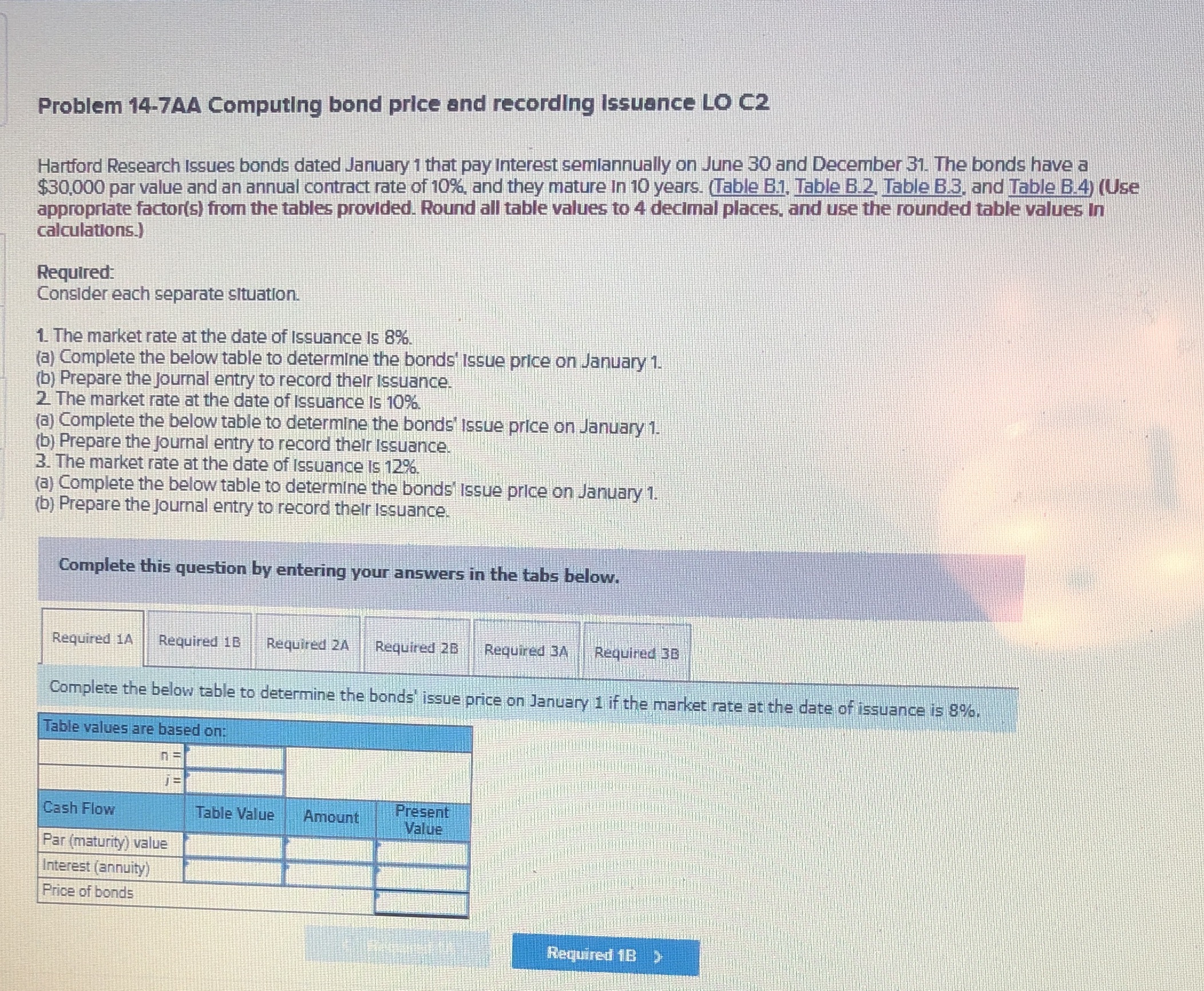 11 Problem 14-7AA Computing bond price and