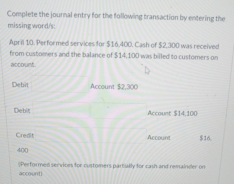 answer it plz Complete the journal entry for the