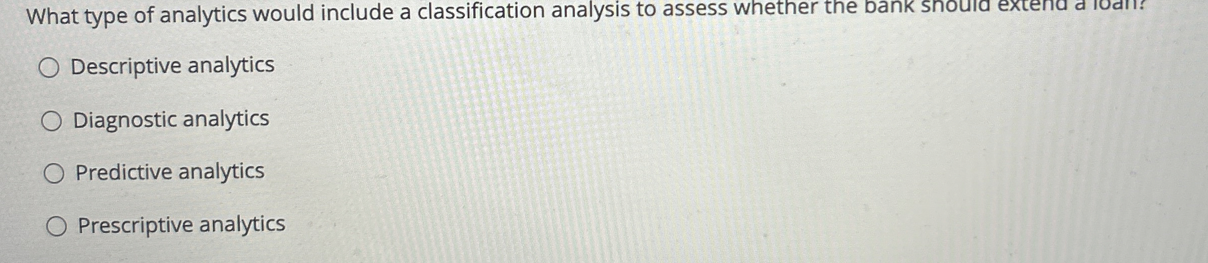 What type of analytics would include a