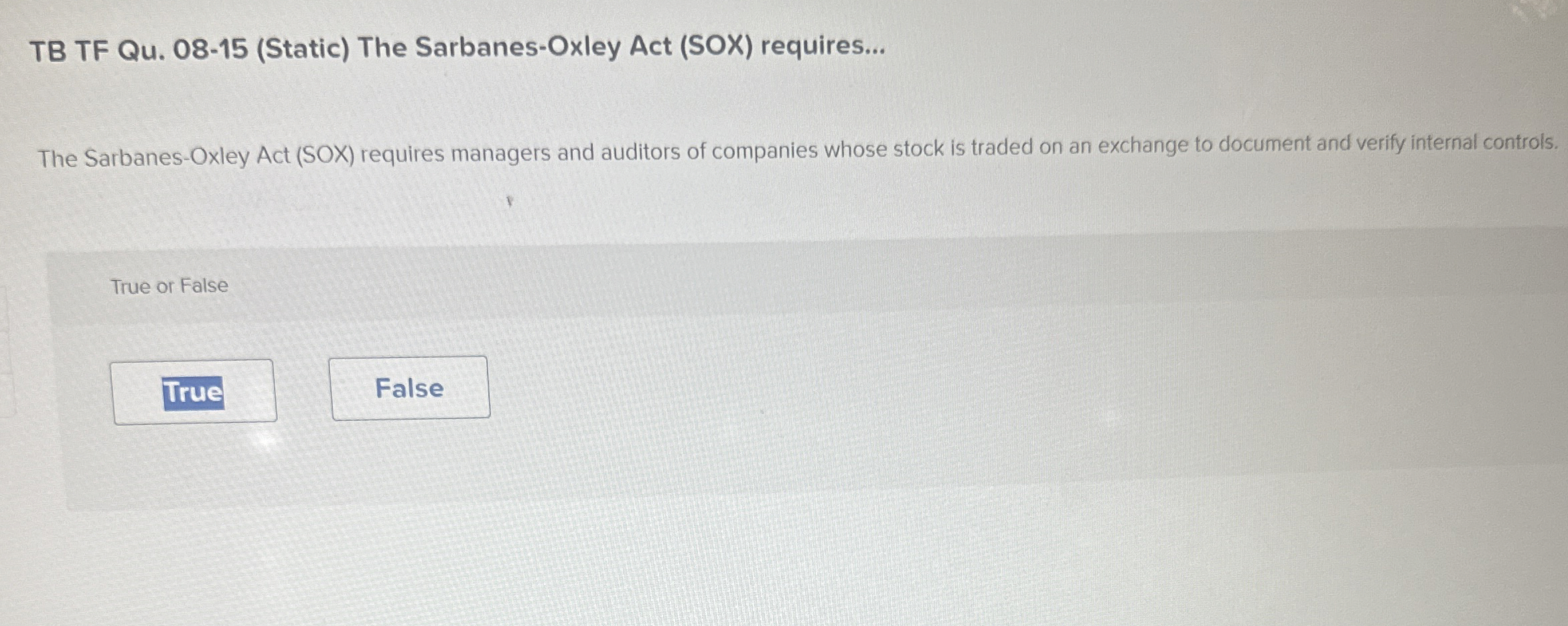 TB TF Qu . 0 8 - 1 5 ( Static ) The Sarbanes -