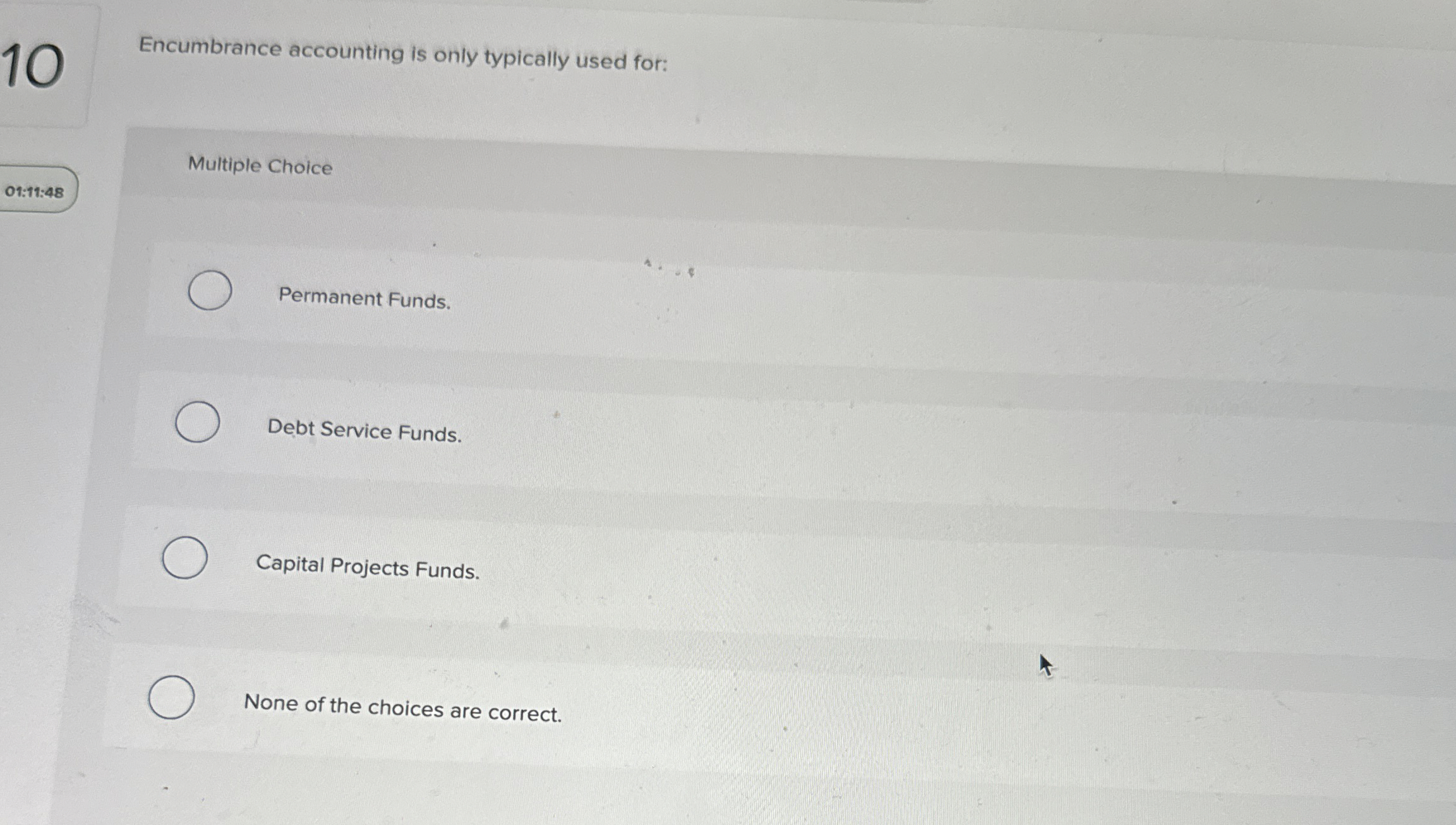 1 0 Encumbrance accounting is only typically used