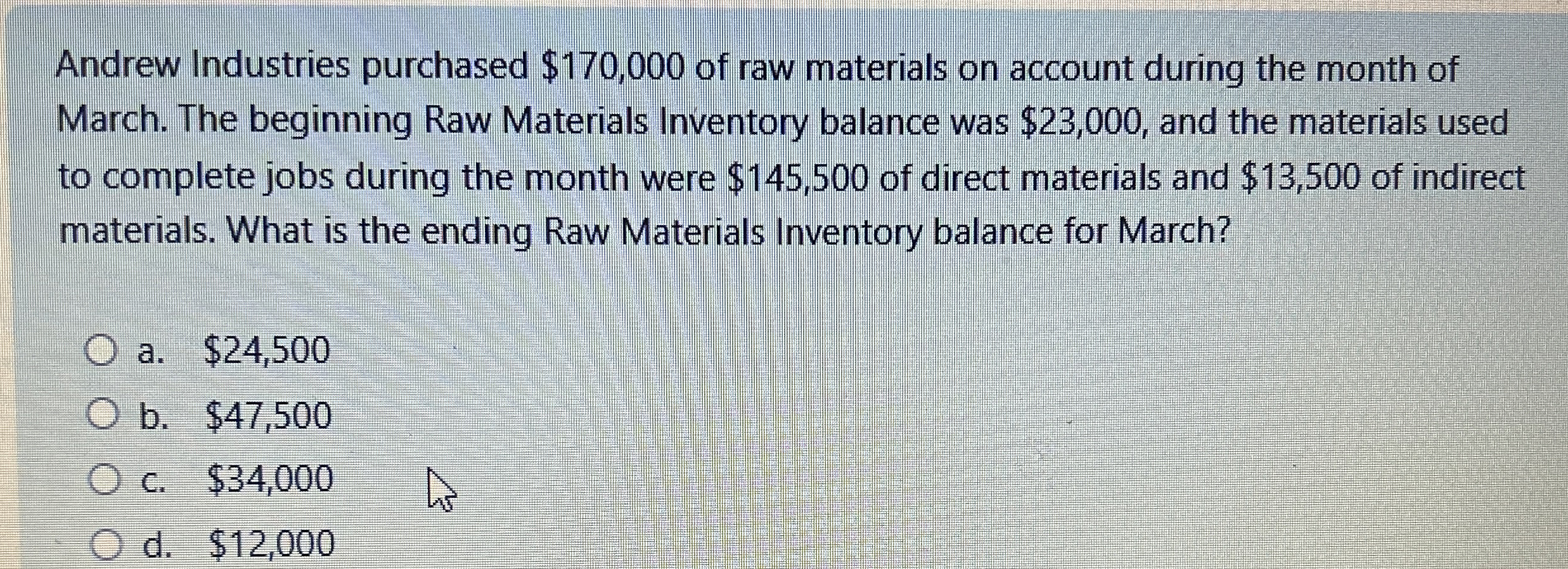 How to solve Andrew Industries purchased $ 1 7 0