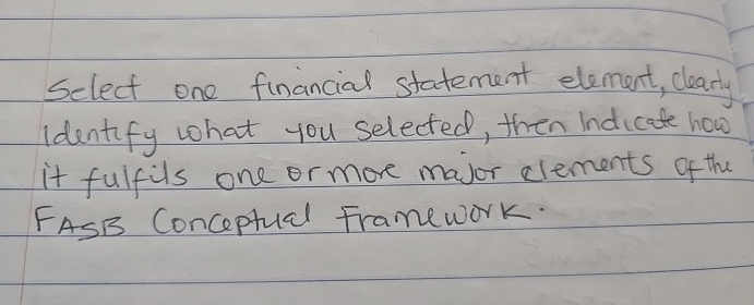 Select one financial statement element, dearty