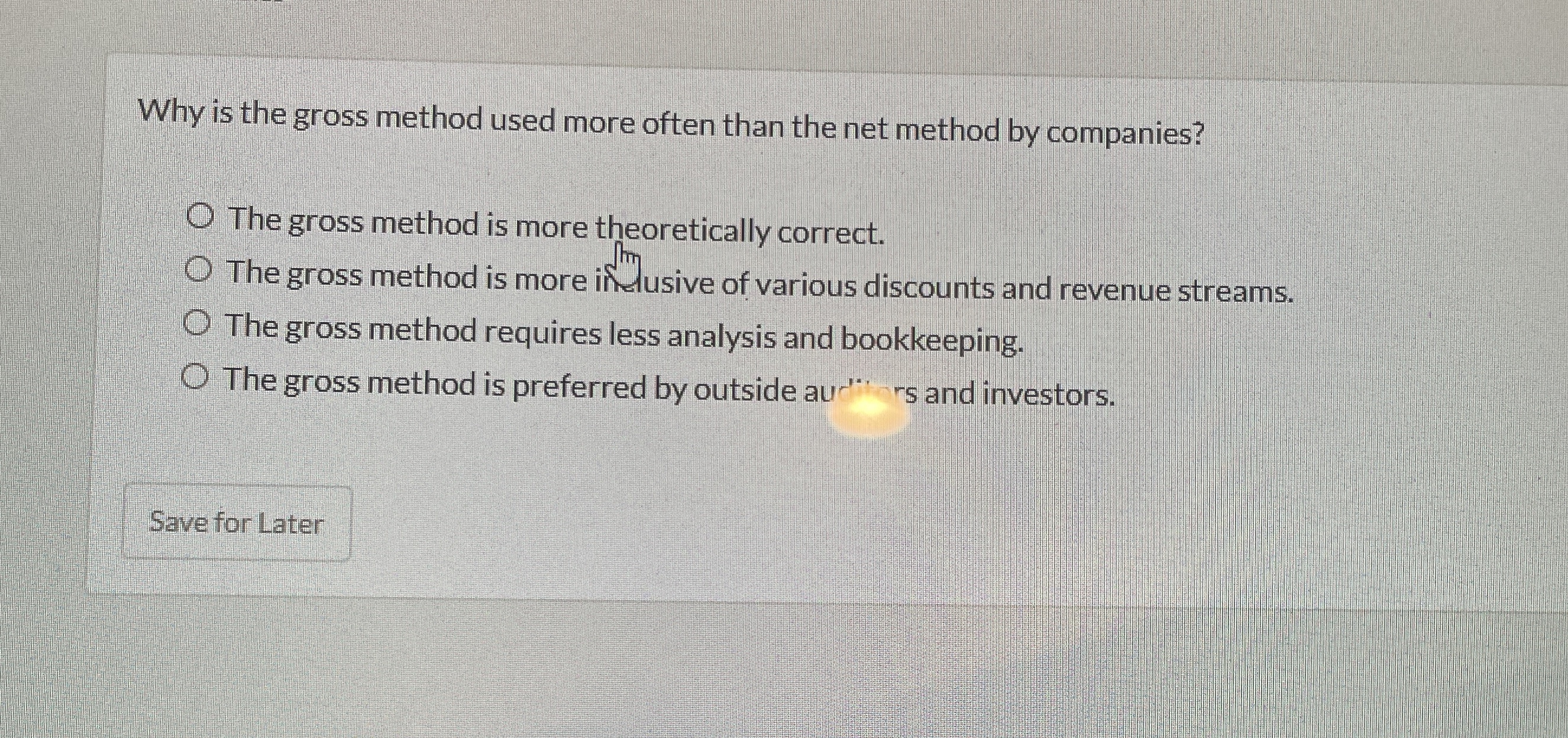 Why is the gross method used more often than the