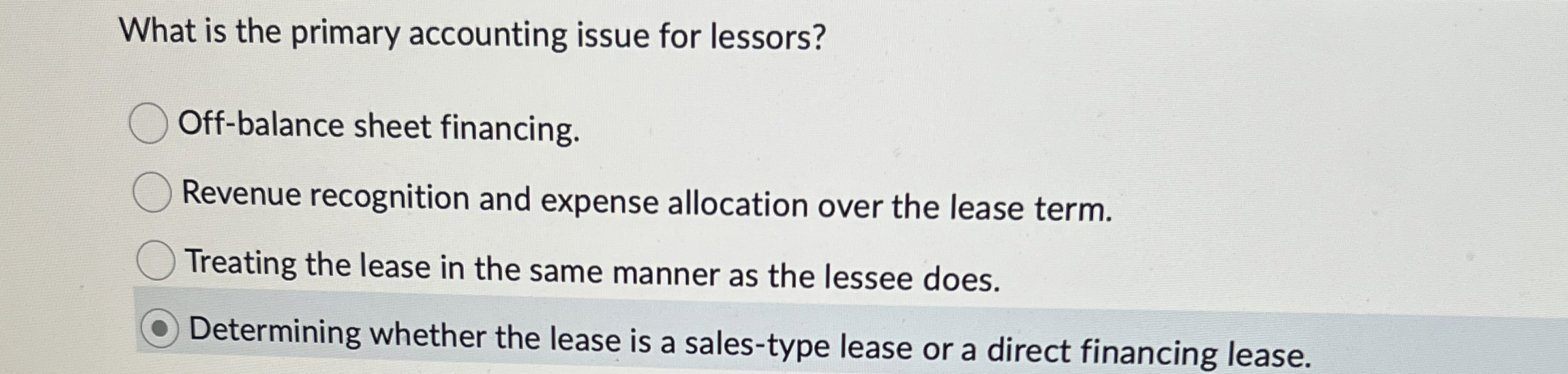 What is the primary accounting issue for lessors?