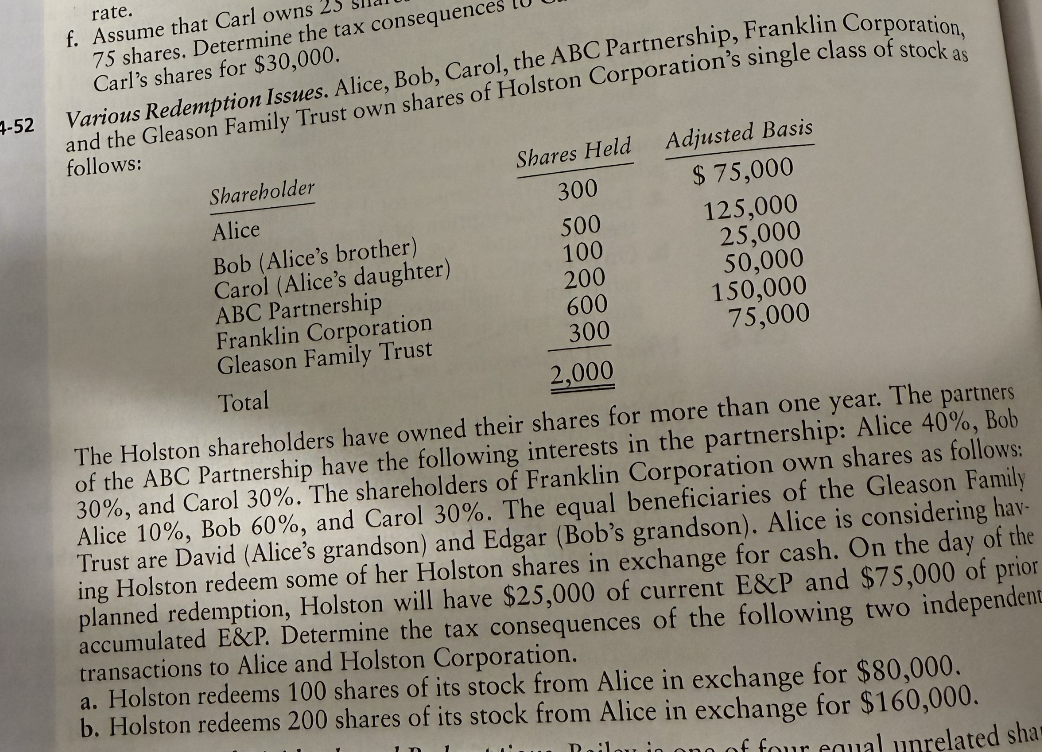 4 - 5 2 Various Redemption Issues. Alice, Bob,