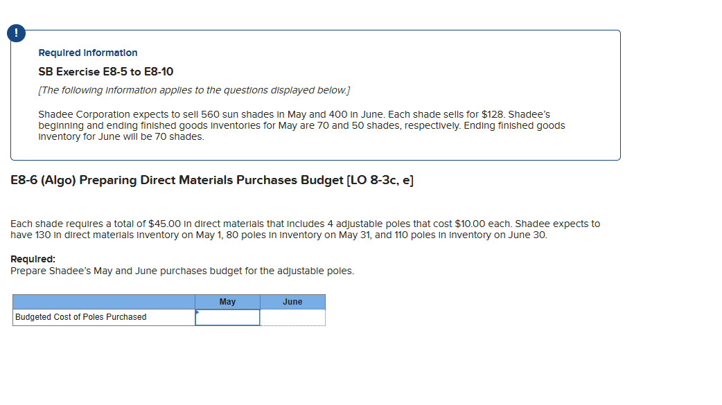 E 8 - 6 ( Algo ) Preparing Direct Materials